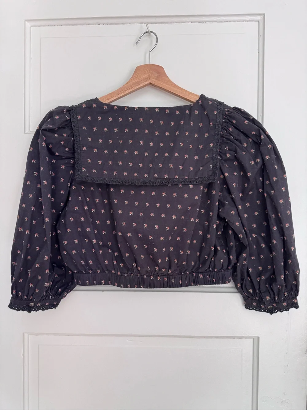 CHRISTY DAWN Black Blouse with Pink Floral Print